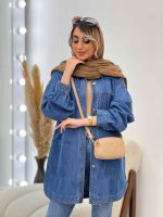 مانتو جین برش دار کد 4672 - تصویر 2