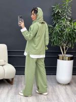 مانتو شلوار جلو بسته یقه دار کد 4786 - تصویر 5