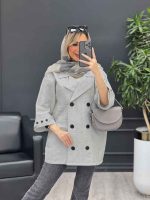 مانتو یقه انگلیسی آستین سه دکمه کد 4494 - تصویر 19