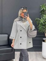 مانتو یقه انگلیسی آستین سه دکمه کد 4494 - تصویر 21