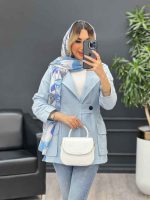 مانتو لینن کمر کش تک دکمه کد 4529 - تصویر 12