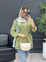مانتو لینن کمر کش تک دکمه کد 4529 - تصویر 10
