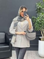 مانتو لینن کمر کش تک دکمه کد 4529 - تصویر 6