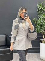 مانتو لینن کمر کش تک دکمه کد 4529 - تصویر 16