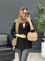 مانتو لینن کمر کش تک دکمه کد 4529 - تصویر 4