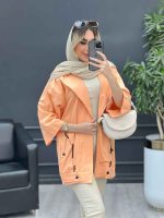 مانتو لینن بند نما جیب دکمه کد 4448 - تصویر 11