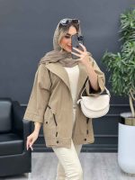مانتو لینن بند نما جیب دکمه کد 4448 - تصویر 4