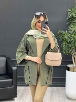 مانتو لینن بند نما جیب دکمه کد 4448 - تصویر 3