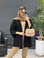 مانتو لینن بند نما جیب دکمه کد 4448 - تصویر 12