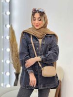 مانتو جین برش دار دو جیب پاکتی کد 4677 - تصویر 8