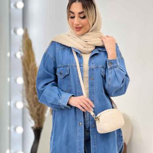 مانتو جین برش دار دو جیب پاکتی کد 4677