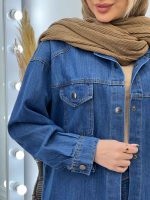 مانتو جین برش دار دو جیب پاکتی کد 4677 - تصویر 12