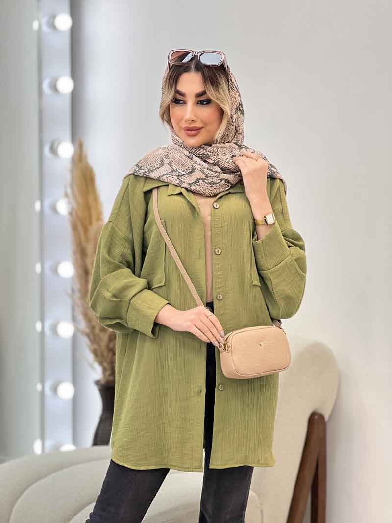 مانتو طرح چروک دو جیب کد 4571 مانتو طرح چروک دو جیب کد 4571