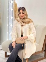 مانتو طرح چروک دو جیب کد 4571 - تصویر 4