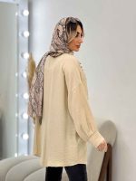 مانتو طرح چروک دو جیب کد 4571 - تصویر 3