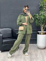 مانتو شلوار آستین بند دو جیب پاکتی کد 4666 - تصویر 10