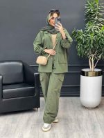 مانتو شلوار آستین بند دو جیب پاکتی کد 4666 - تصویر 14