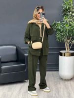 مانتو شلوار آستین بند دو جیب پاکتی کد 4666 - تصویر 16