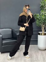 مانتو شلوار آستین بند دو جیب پاکتی کد 4666 - تصویر 4