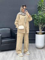 مانتو و شلوار آستین بندی دو جیب پاکتی کد 4730 - تصویر 2