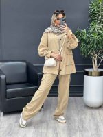 مانتو شلوار آستین بند دو جیب پاکتی کد 4666 - تصویر 3
