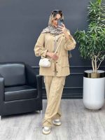 مانتو و شلوار آستین بندی دو جیب پاکتی کد 4730 - تصویر 16