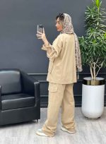 مانتو و شلوار آستین بندی دو جیب پاکتی کد 4730 - تصویر 8