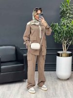 مانتو شلوار آستین بند دو جیب پاکتی کد 4666 - تصویر 11