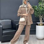 مانتو شلوار آستین بند دو جیب پاکتی کد 4666