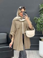 مانتو دکمه چوبی دو جیب پاکتی کد 4667 - تصویر 2
