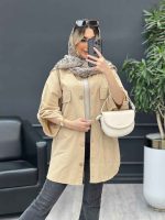 مانتو دکمه چوبی دو جیب پاکتی کد 4667 - تصویر 6