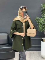 مانتو دکمه چوبی دو جیب پاکتی کد 4667 - تصویر 5