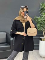 مانتو دکمه چوبی دو جیب پاکتی کد 4667 - تصویر 4