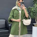 مانتو دکمه چوبی دو جیب پاکتی کد 4667