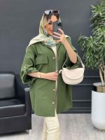 مانتو دکمه چوبی دو جیب پاکتی کد 4667 - تصویر 12