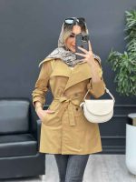 مانتو کمردار دو جیب کد 4381 - تصویر 6