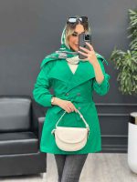 مانتو کمردار دو جیب کد 4381 - تصویر 2