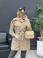 مانتو کمردار دو جیب کد 4381 - تصویر 4