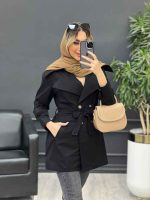 مانتو کمردار دو جیب کد 4381 - تصویر 5