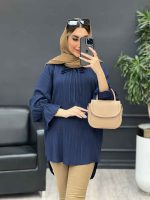 مانتو کراش یقه بند دار کد 4656 - تصویر 3