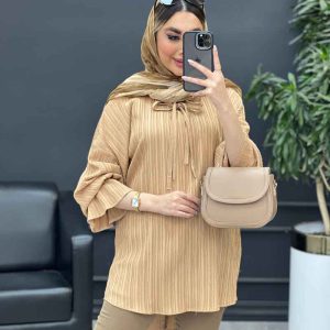 مانتو کراش یقه بند دار کد 4656
