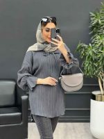 مانتو کراش یقه بند دار کد 4656 - تصویر 15