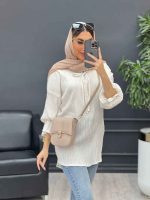 مانتو کراش یقه بند دار کد 4656 - تصویر 8