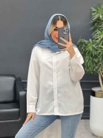 شومیز ساده سفید کد 4540 - تصویر 6
