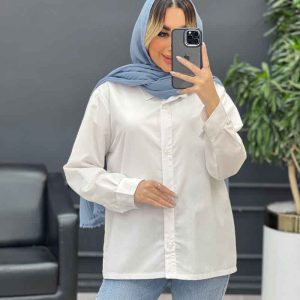 شومیز ساده سفید کد 4540