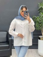 شومیز ساده سفید کد 4540 - تصویر 3
