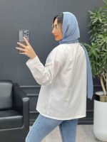 شومیز ساده سفید کد 4540 - تصویر 5