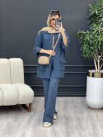 ست مانتو و شلوار دو جیب پاکتی کد 4658 - تصویر 7