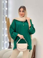 مانتو جلو بسته آستین پاگن کد 4569 - تصویر 2