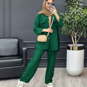 ست مانتو و شلوار دو جیب نما کد 4505